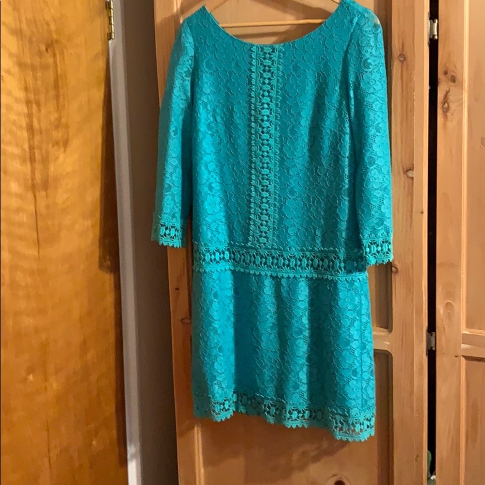 Lace drop waist mini dress